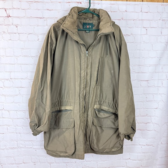 Vintage J. Crew Mens Anorak Jacket Hooded Full Zip Coat Green Size M‎ - Picture 1 of 6
